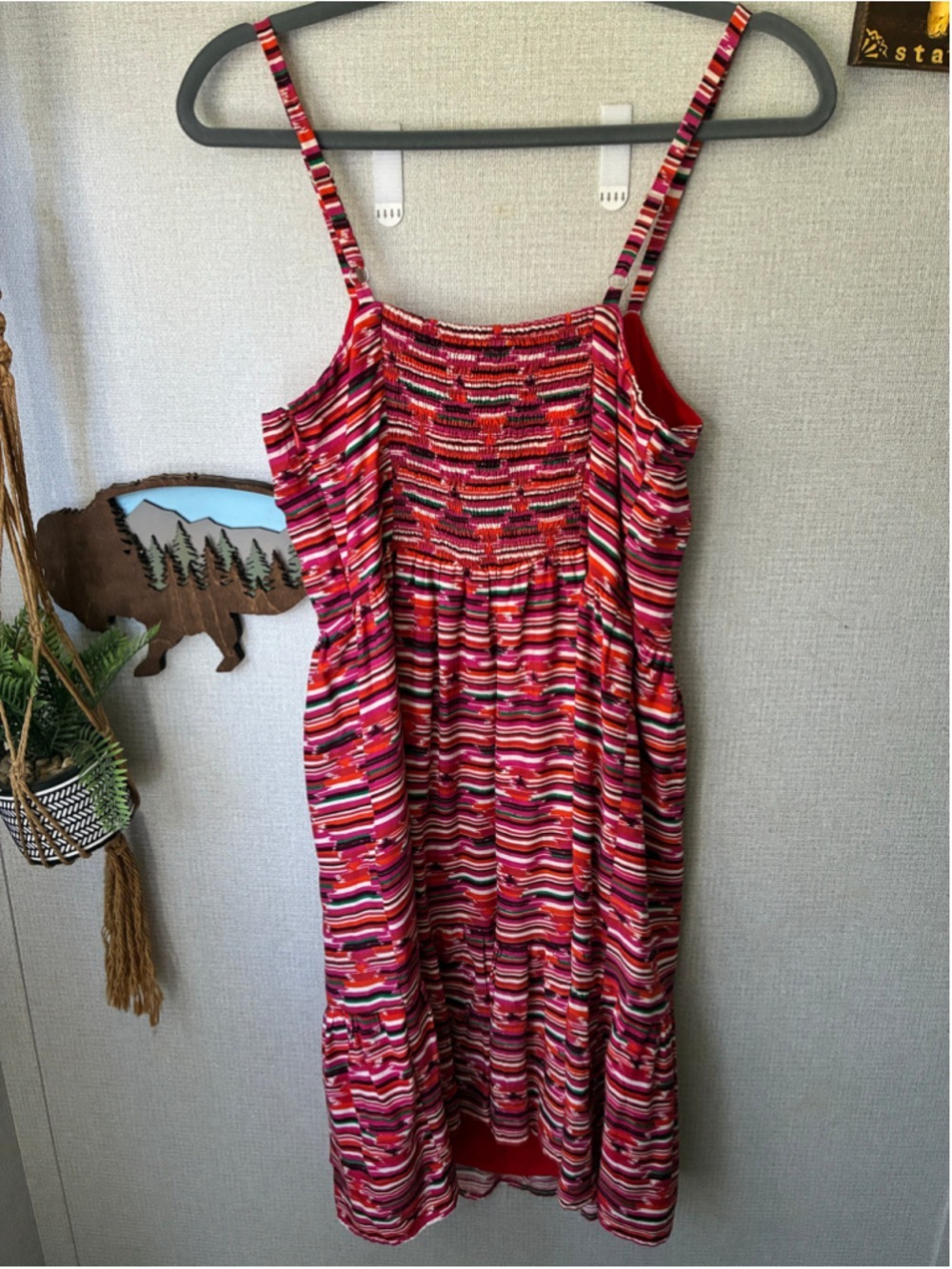 LOFT Red Pink Stripe Mini Dress Size 2 - Picture 6 of 7